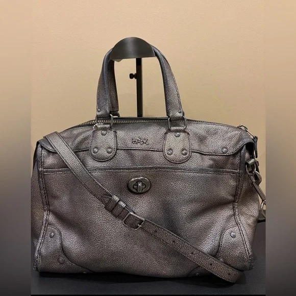 Coach Rhyder 33 Metallic Pebbled Leather Satchel Bag - Picture 1 of 9